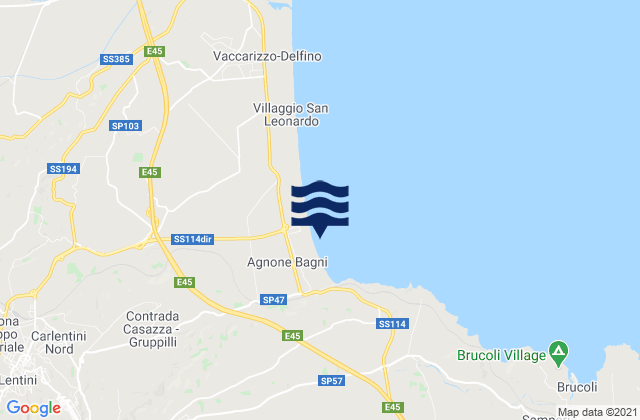 Mappa delle maree di Lentini, Italy