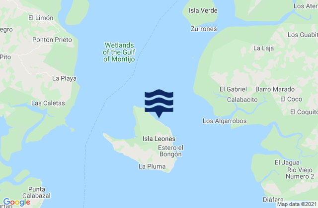 Mappa delle maree di Leones Arriba, Panama