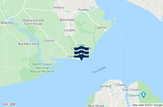 Mappa delle maree di Lepe Beach, United Kingdom
