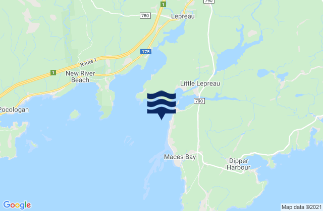 Mappa delle maree di Lepreau Harbour, Canada
