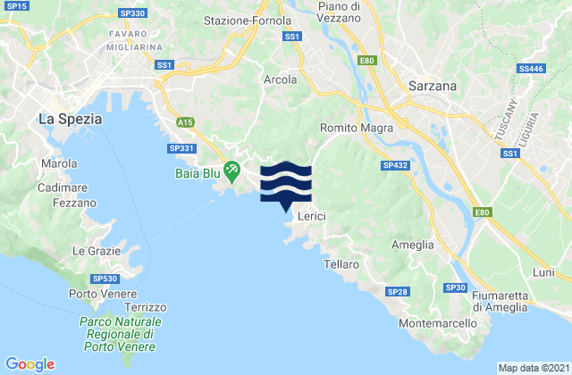 Mappa delle maree di Lerici, Italy