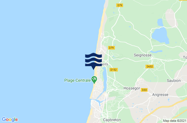 Mappa delle maree di Les Culs Nus, France