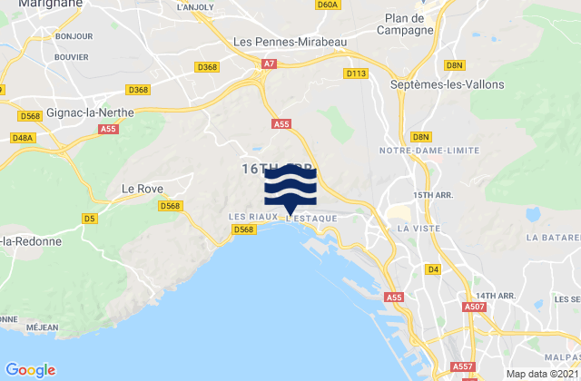 Mappa delle maree di Les Pennes-Mirabeau, France
