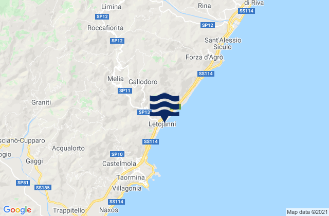 Mappa delle maree di Letojanni, Italy