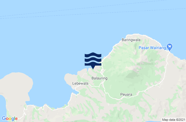 Mappa delle maree di Leuweheq, Indonesia