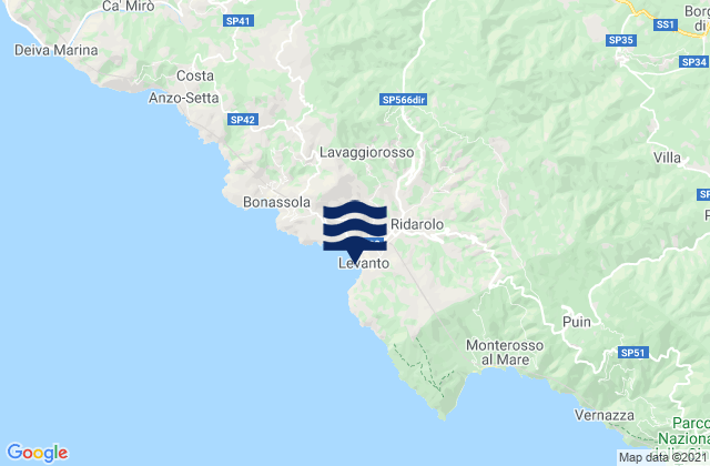 Mappa delle maree di Levanto, Italy