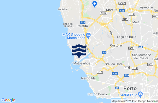 Mappa delle maree di Leça da Palmeira, Portugal