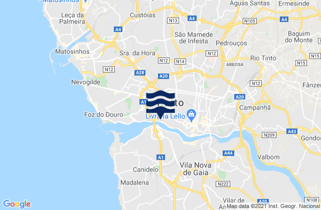 Mappa delle maree di Leça do Bailio, Portugal
