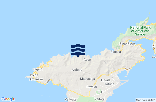 Mappa delle maree di Leāsina County, American Samoa