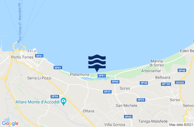 Mappa delle maree di Li Punti-San Giovanni, Italy