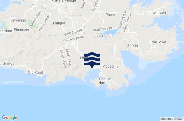 Mappa delle maree di Liberta, Antigua and Barbuda