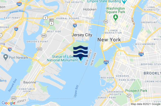 Mappa delle maree di Liberty Island, United States