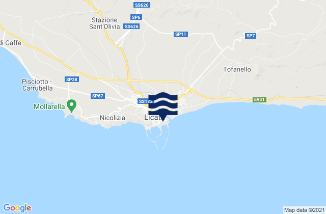 Mappa delle maree di Licata, Italy