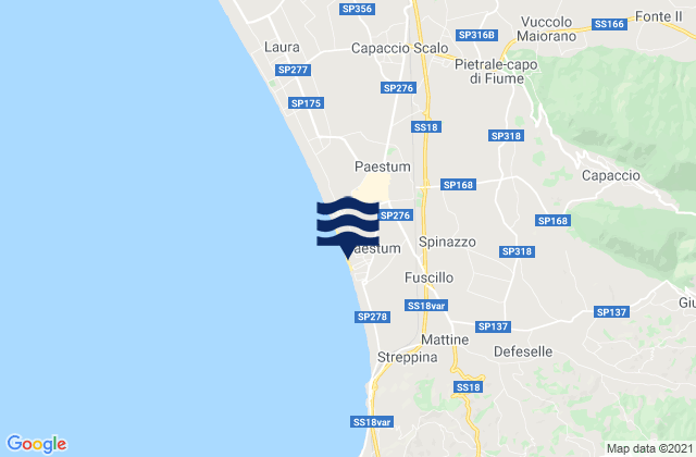 Mappa delle maree di Licinella-Torre di Paestum, Italy
