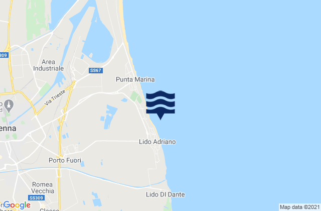 Mappa delle maree di Lido Adriano, Italy