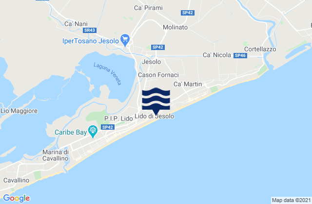 Mappa delle maree di Lido di Jesolo, Italy