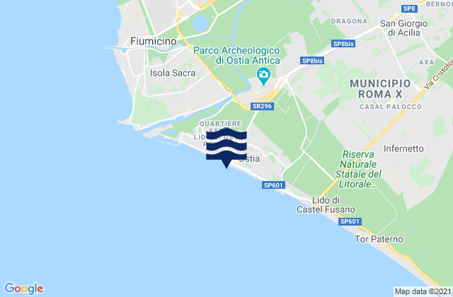 Mappa delle maree di Lido di Ostia, Italy