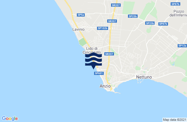 Mappa delle maree di Lido di Sirene, Italy
