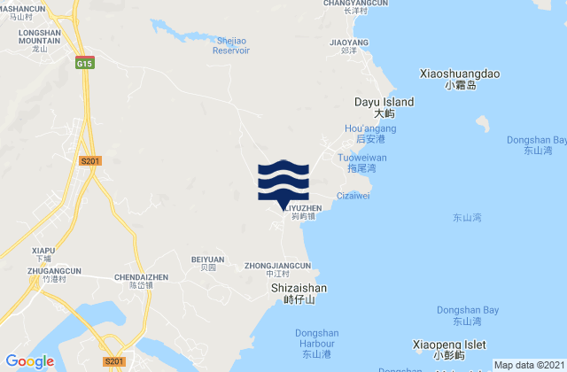 Mappa delle maree di Lieyu, China