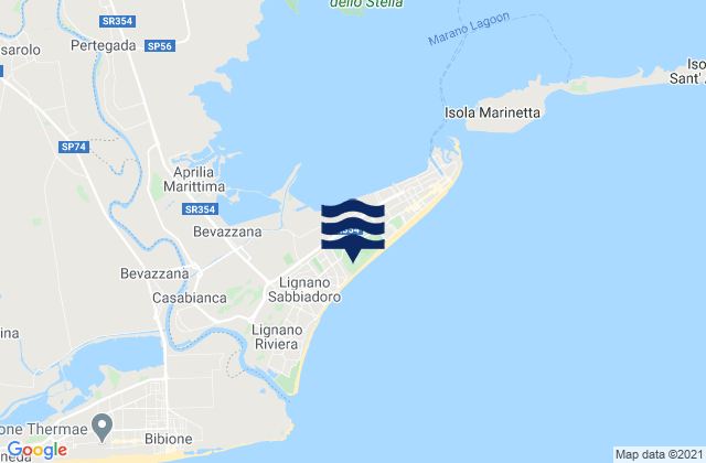 Mappa delle maree di Lignano Sabbiadoro, Italy