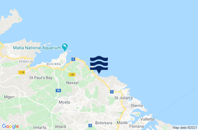 Mappa delle maree di Lija, Malta