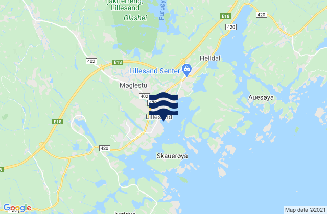 Mappa delle maree di Lillesand, Norway