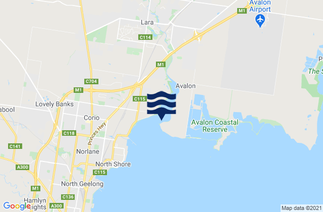 Mappa delle maree di Limeburners Bay, Australia