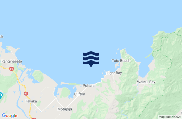 Mappa delle maree di Limestone Bay, New Zealand