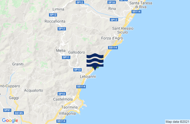 Mappa delle maree di Limina, Italy