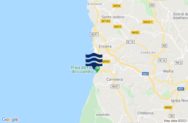 Mappa delle maree di Limipicos, Portugal