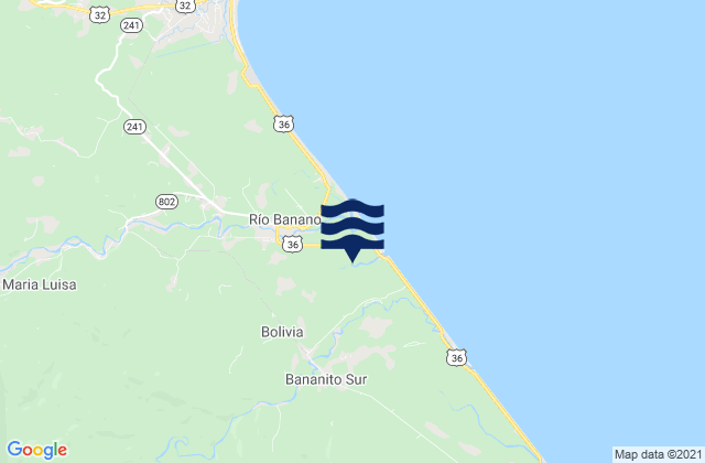 Mappa delle maree di Limón, Costa Rica