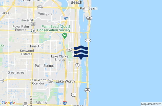 Mappa delle maree di Linda Lane Beach, United States