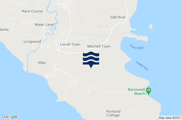 Mappa delle maree di Lionel Town, Jamaica