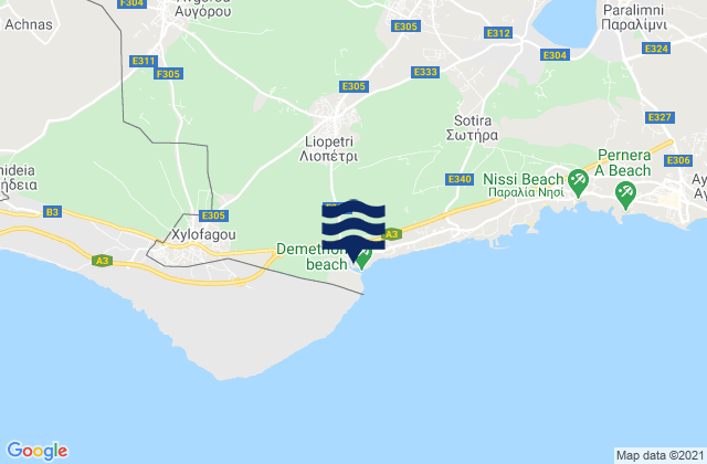Mappa delle maree di Liopétri, Cyprus
