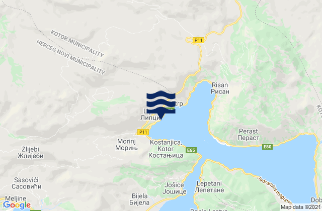 Mappa delle maree di Lipci, Montenegro