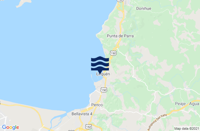 Mappa delle maree di Lirquen, Chile