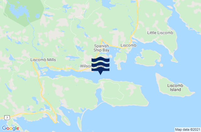 Mappa delle maree di Liscomb Harbour, Canada