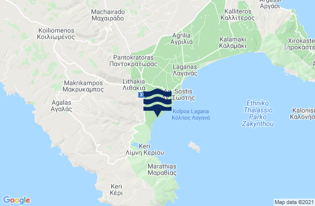 Mappa delle maree di Lithakiá, Greece