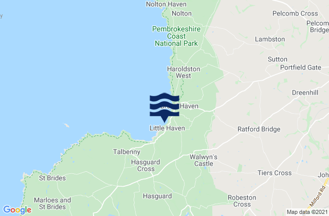 Mappa delle maree di Little Haven Beach, United Kingdom