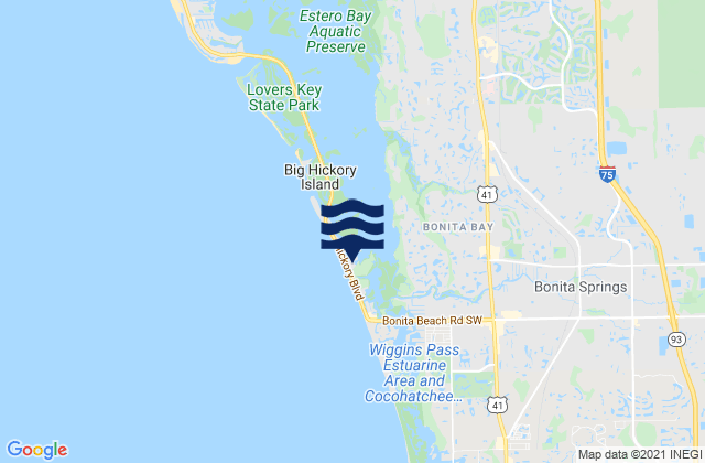Mappa delle maree di Little Hickory Island, United States