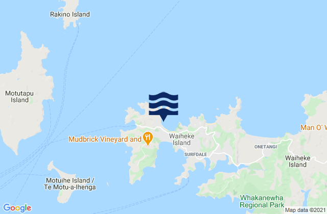 Mappa delle maree di Little Oneroa Beach, New Zealand