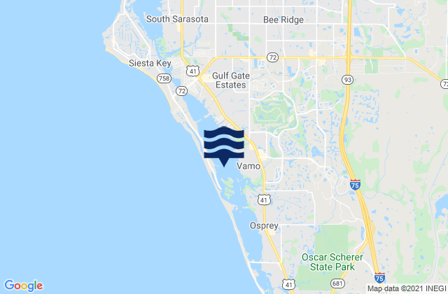 Mappa delle maree di Little Sarasota Bay, United States