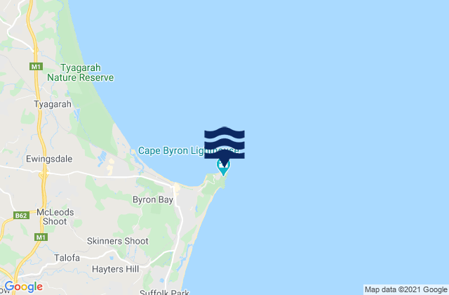 Mappa delle maree di Little Wategos Beach, Australia
