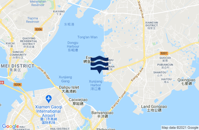Mappa delle maree di Liuwudiancun, China