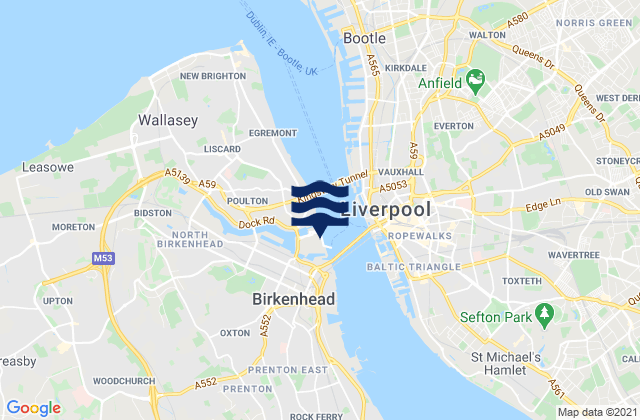 Mappa delle maree di Liverpool (Alfred Dock), United Kingdom