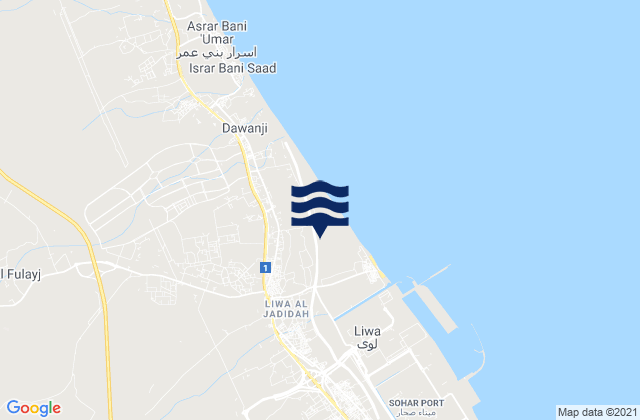 Mappa delle maree di Liwá, Oman