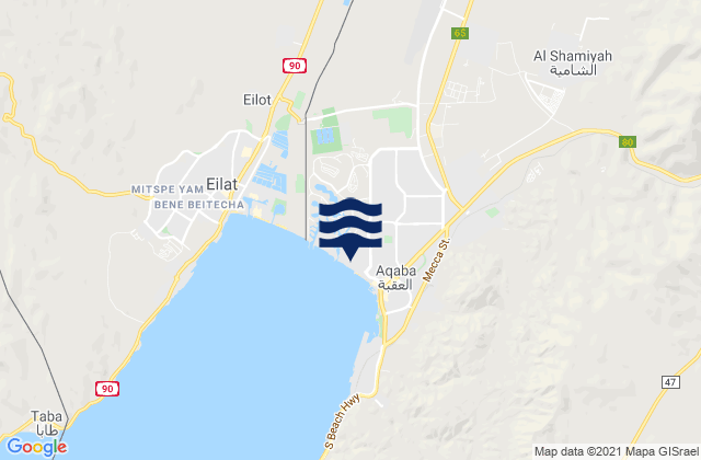 Mappa delle maree di Liwā’ Qaşabat al ‘Aqabah, Jordan