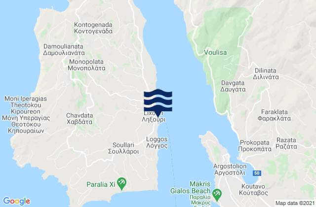 Mappa delle maree di Lixoúri, Greece