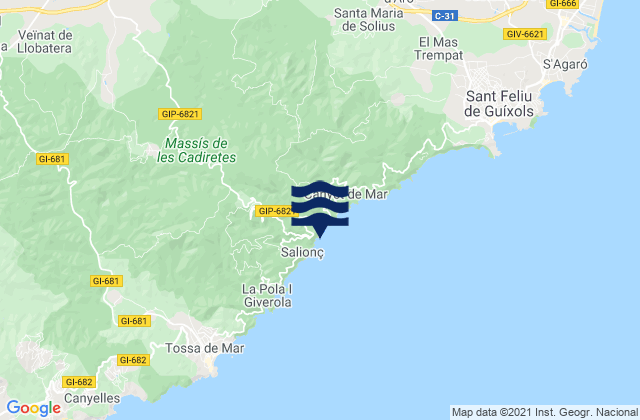 Mappa delle maree di Llagostera, Spain