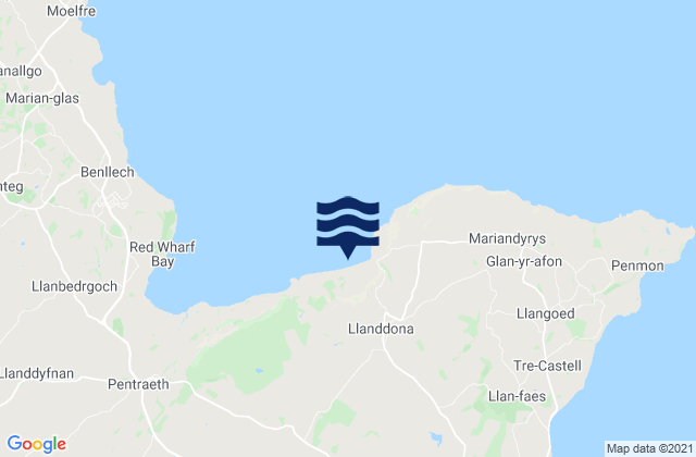 Mappa delle maree di Llanddona Beach, United Kingdom